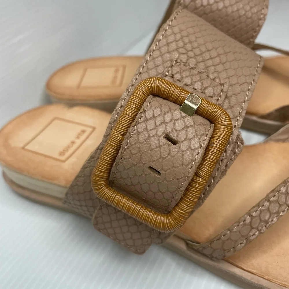 Dolce Vita Perris Cafe Embossed Leather Sandals Size 8